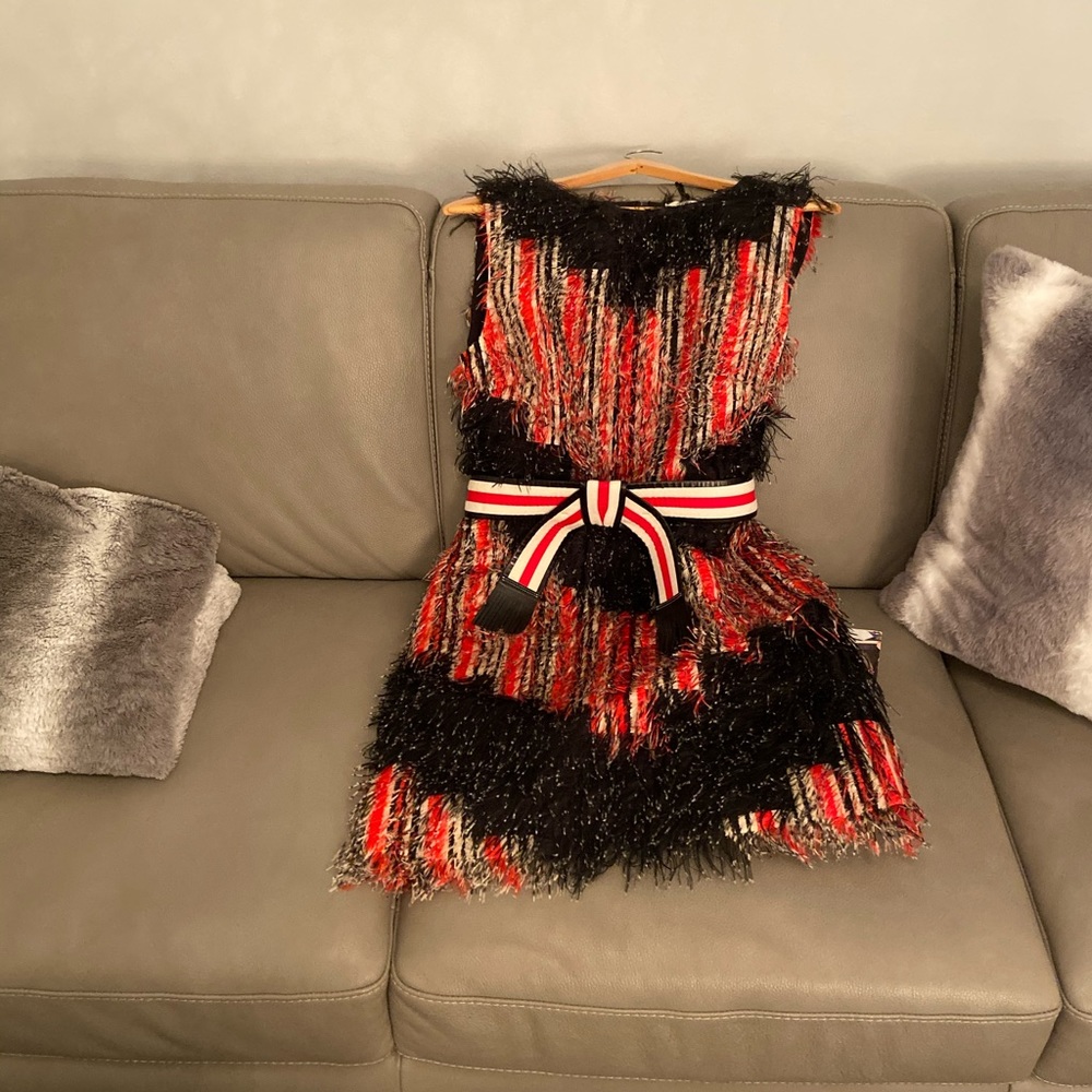 Red white and blue Fendi feather dress size 46 - Picture 3 of 4